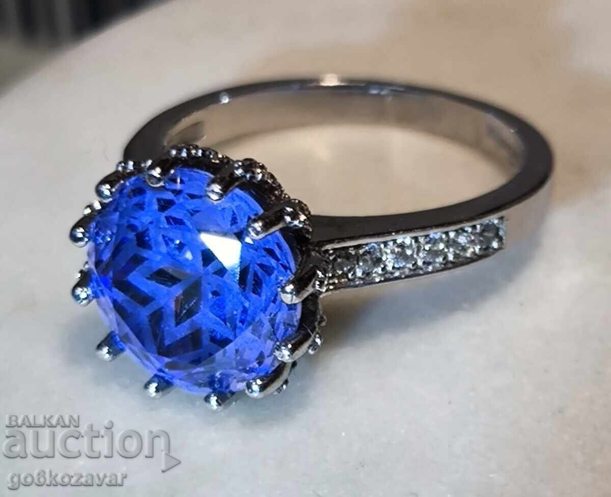 Inel de argint pentru femei Skydiamond, Topaz Diamante Placat cu aur Inel de argint pentru femei Skydiamond, Topaz Diamante Placat cu aur