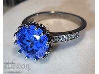 Inel de argint pentru femei Skydiamond, Topaz Diamante Placat cu aur