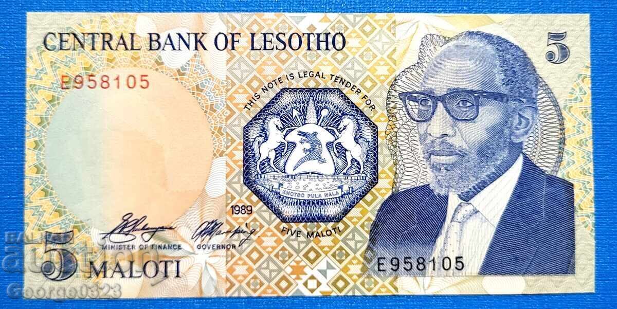 Lesotho 1989 5 Maloti UNC Nouă
