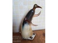 Figure - Penguin made of horn, height 14.5 cm
