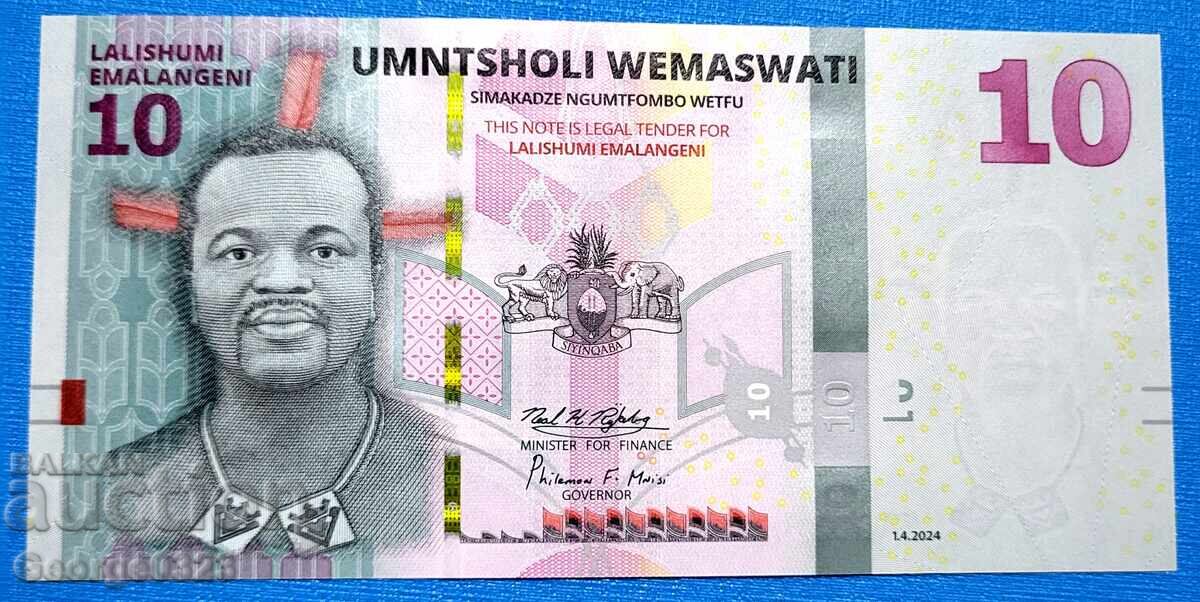 Eswatini Swaziland 2024 10 Emalangeni UNC New Eswatini Swaziland 2024 10 Emalangeni UNC New