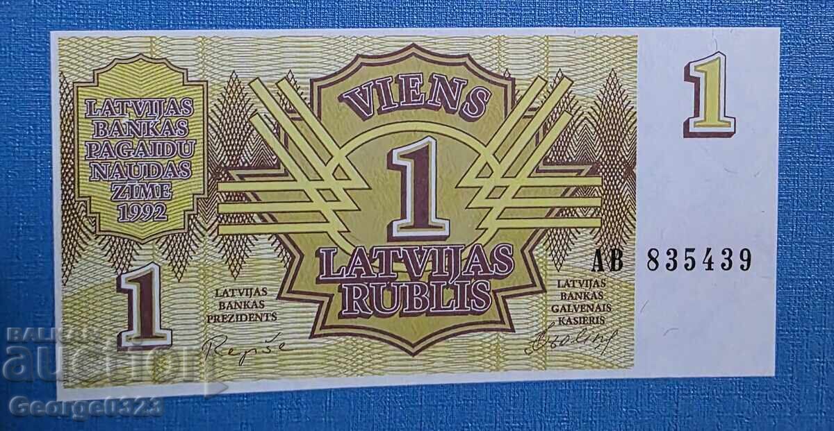 Латвия 1992 1 рубла UNC Нова