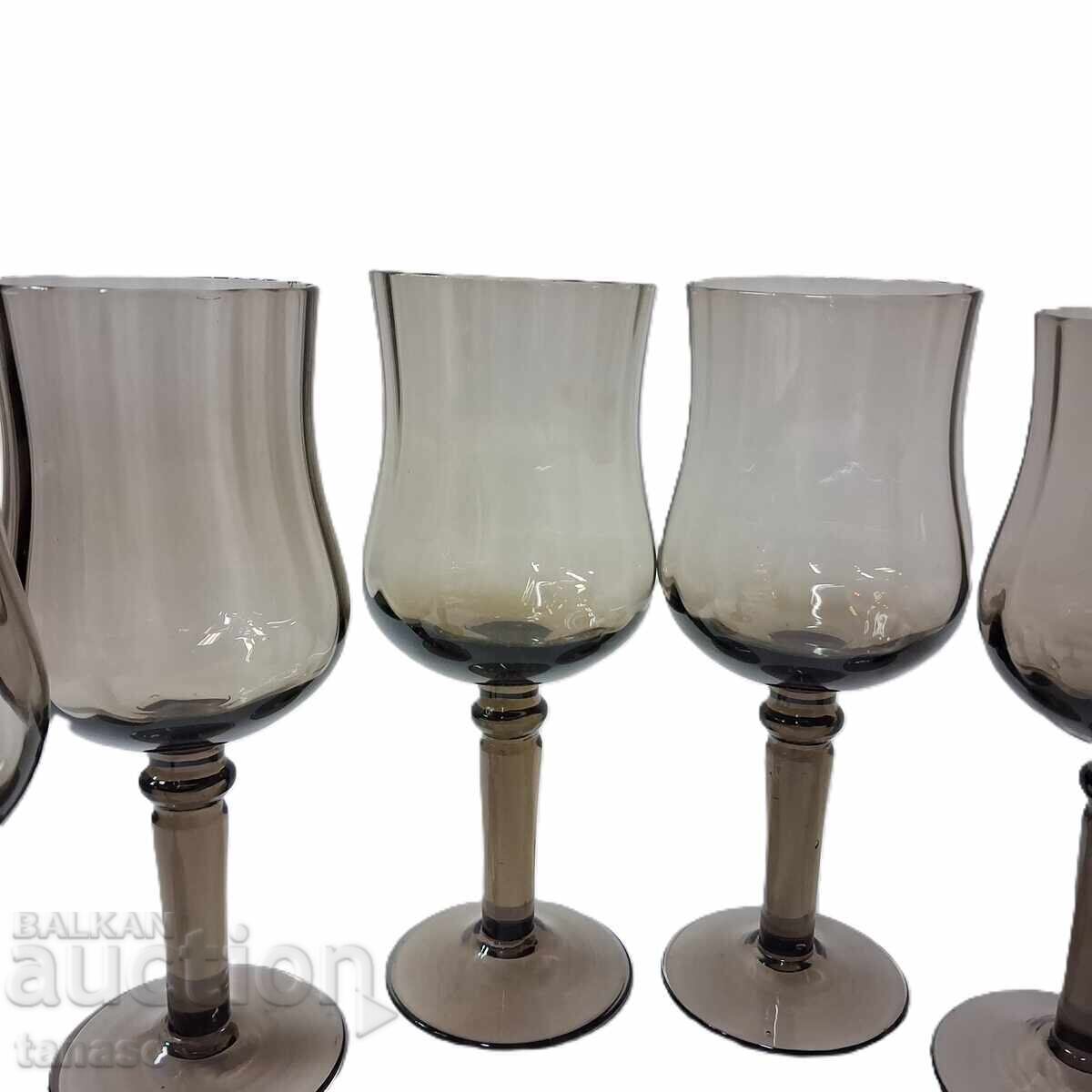 Σετ από 6 ποτήρια κρασιού - "καπνιστό" κρύσταλλο χωρίς μόλυβδο - 5