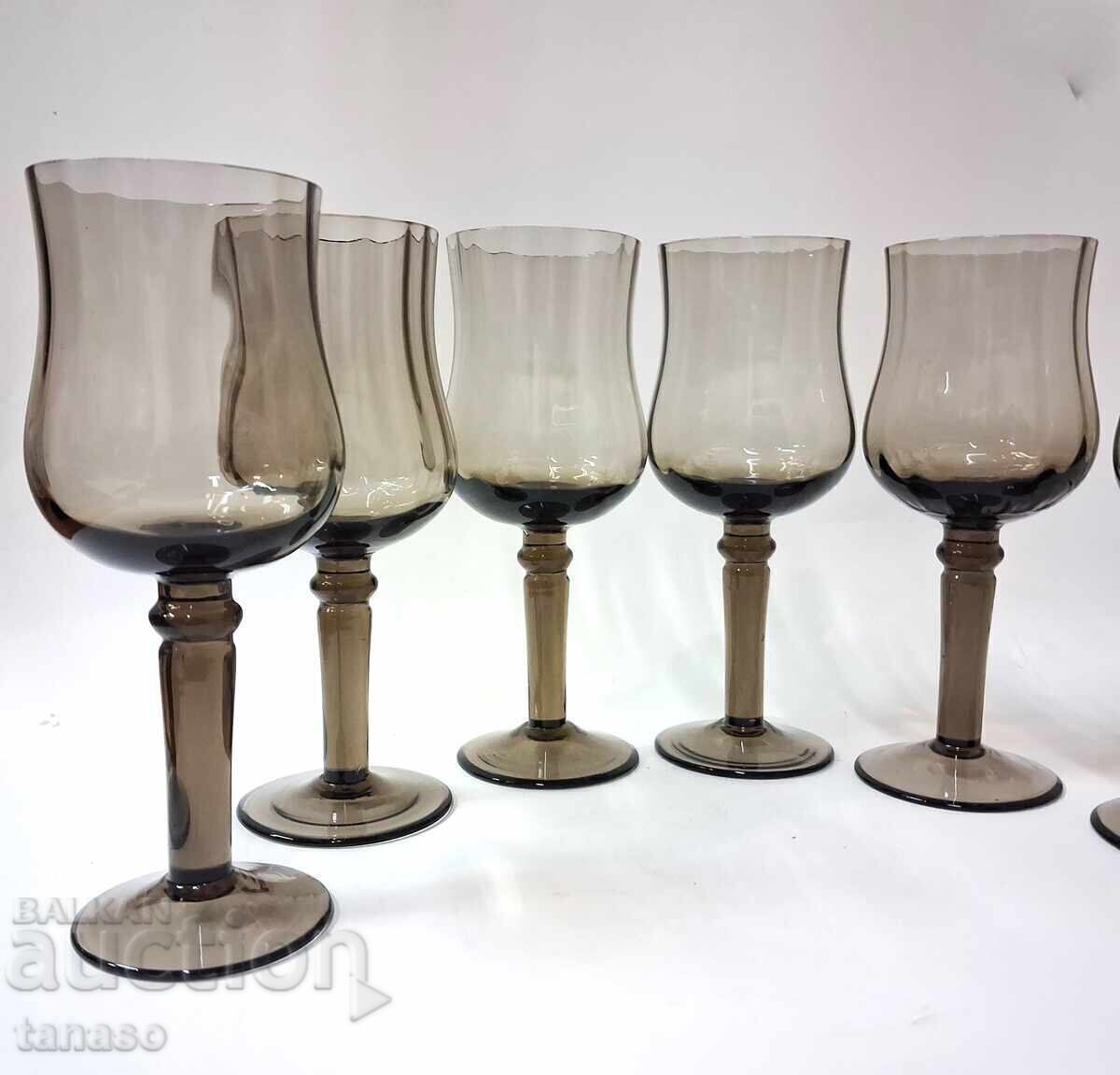 Σετ από 6 ποτήρια κρασιού - "καπνιστό" κρύσταλλο χωρίς μόλυβδο - 6