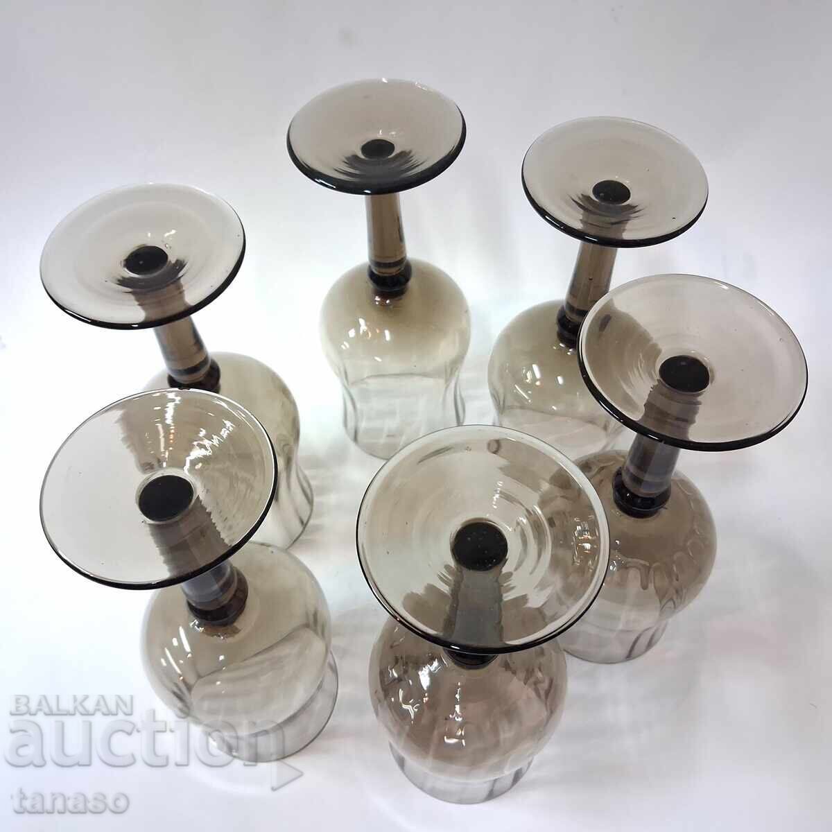 Σετ από 6 ποτήρια κρασιού - "καπνιστό" κρύσταλλο χωρίς μόλυβδο - 7