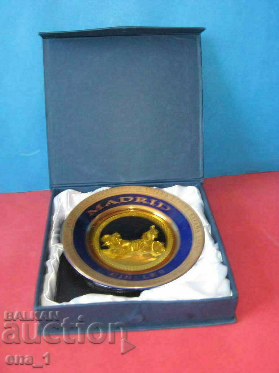 Magnifica farfurie suvenir spaniola cu aurit si cutie - 6