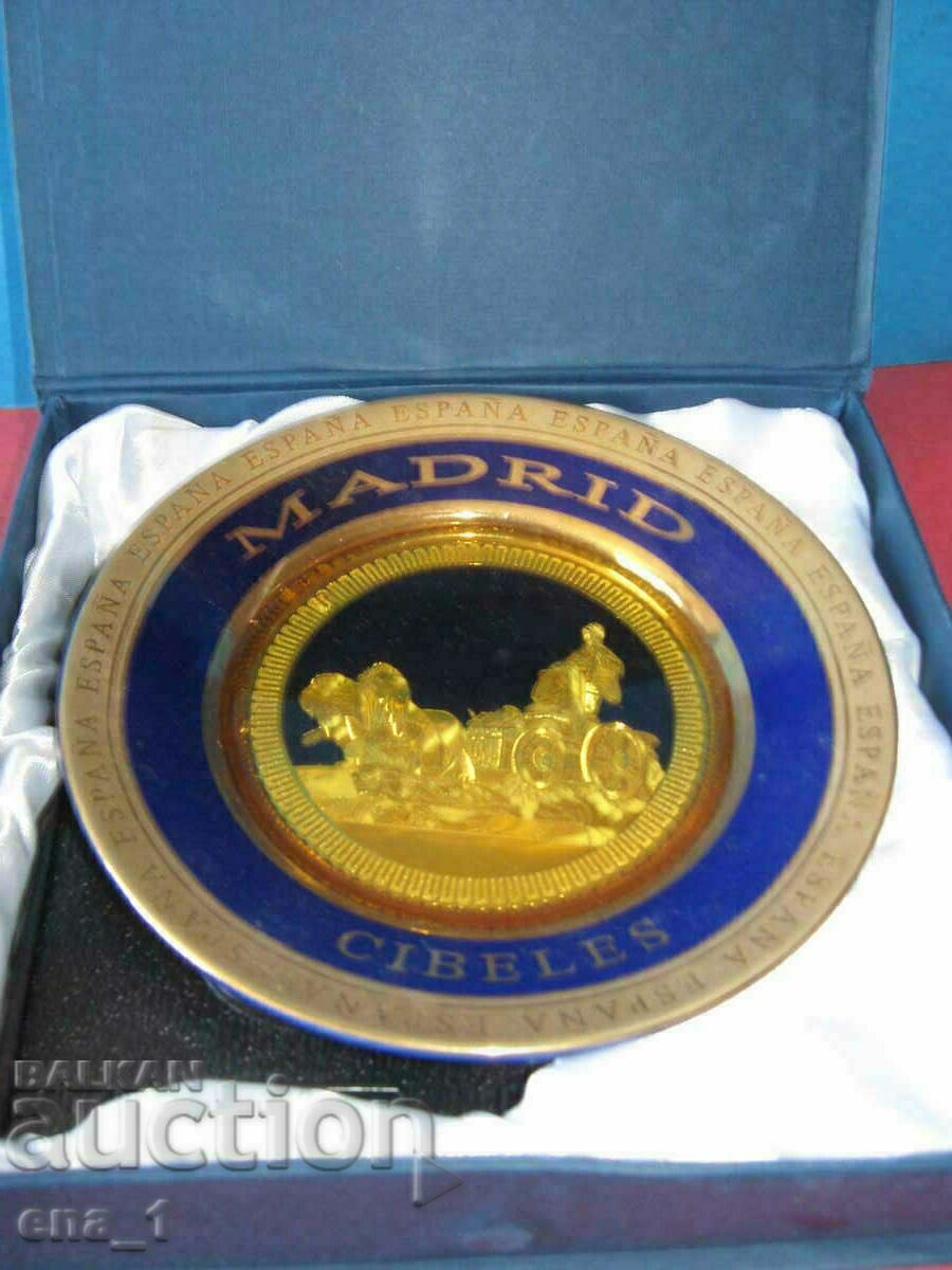 Magnifica farfurie suvenir spaniola cu aurit si cutie - 7