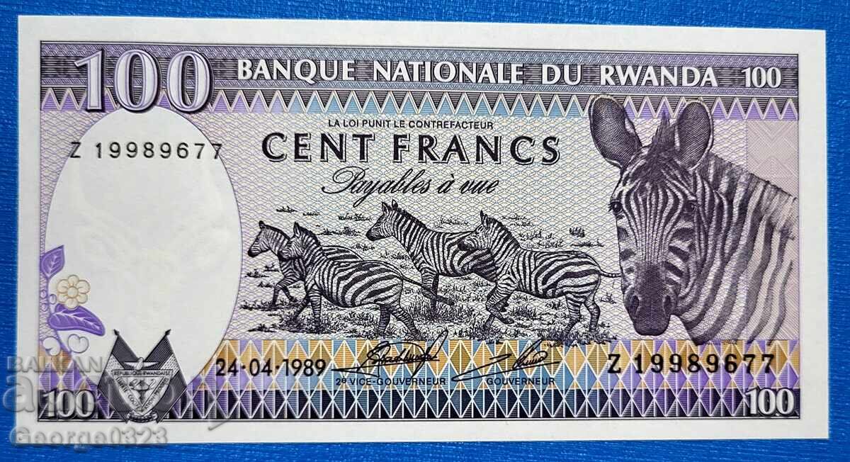 Ruanda 1989 100 Franci UNC Nouă