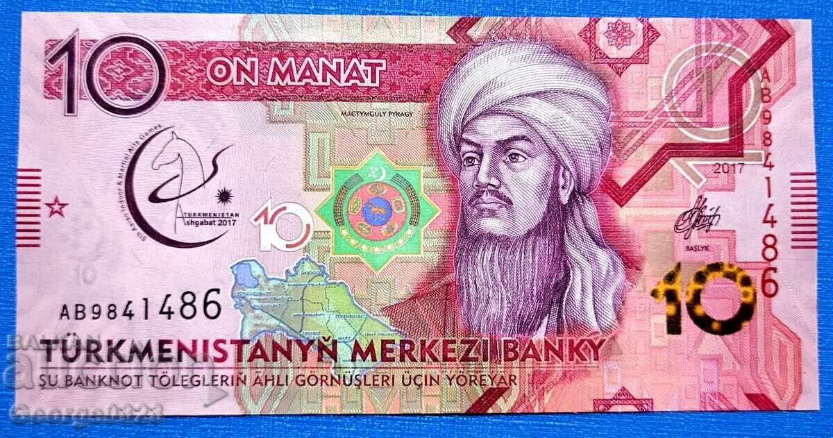 Τουρκμενιστάν 2017 Επετειακά 10 Μανάτ UNC Νέα