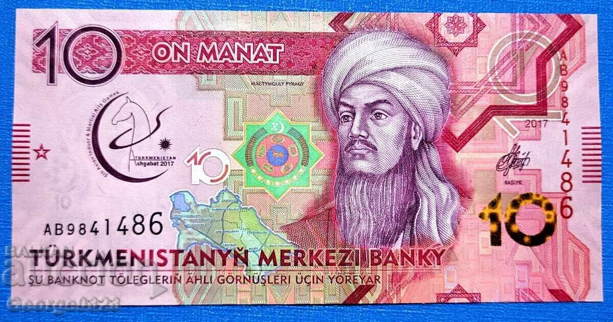 Τουρκμενιστάν 2017 Επετειακά 10 Μανάτ UNC Νέα