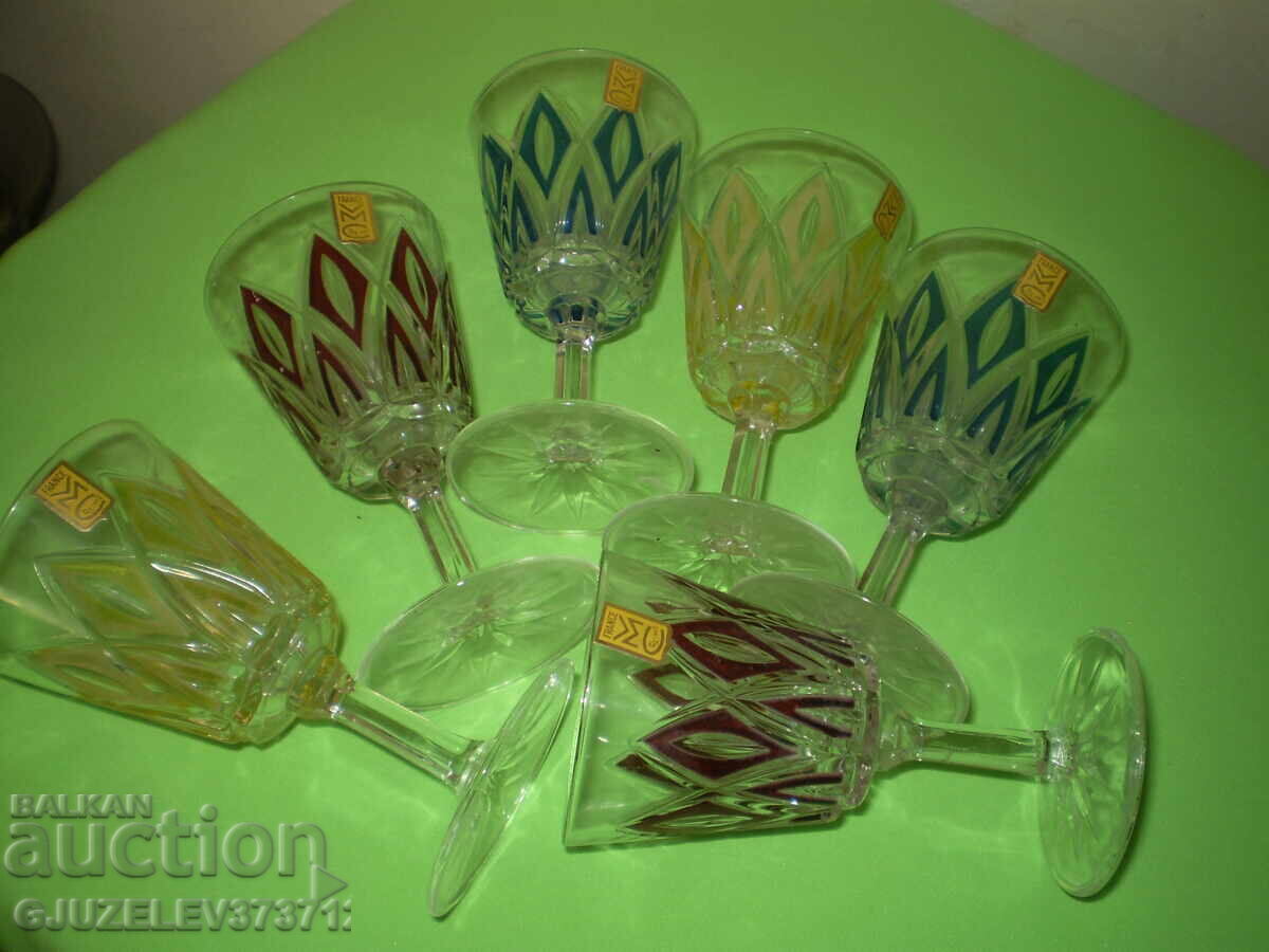 Delivery of 6 Colorful Liqueur Glasses VMC France Reims Harlequin