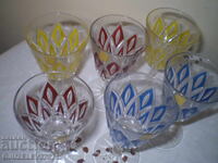 6 pahare colorate pentru lichior VMC Franța Reims Harlequin