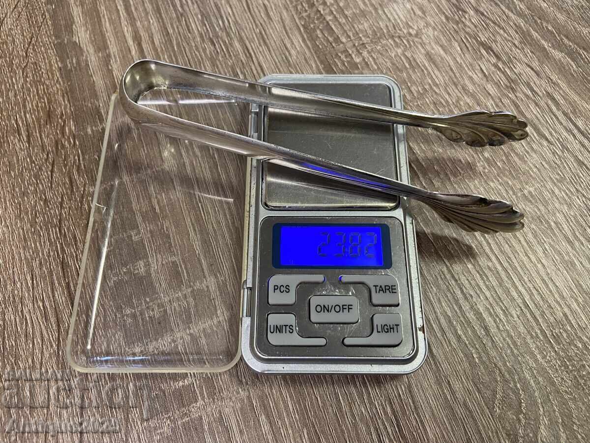 Αντίκες ασημένιες λαβίδες ζάχαρης, ασήμι 800 - 5