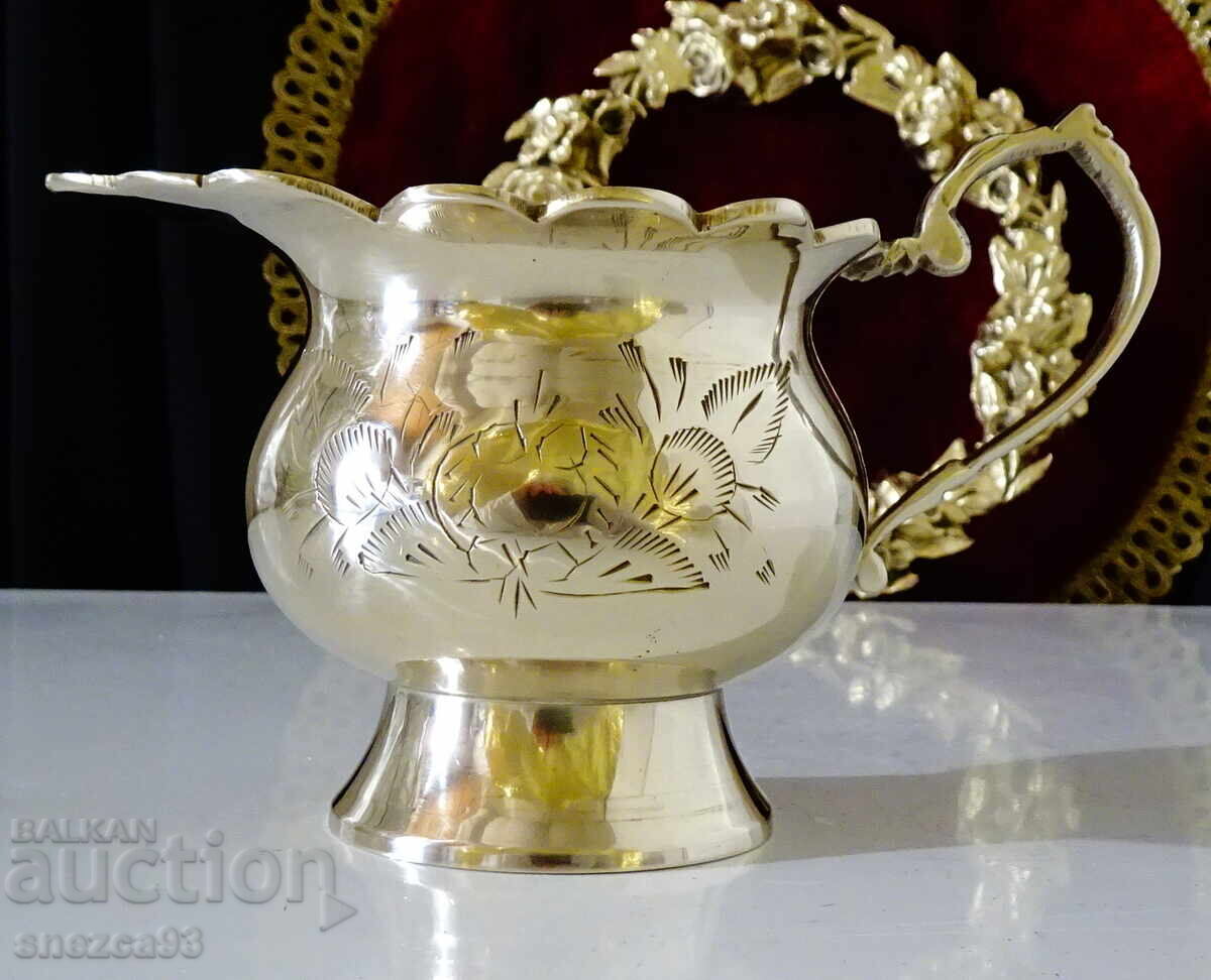 Delivery of Victorian bronze jug, pitcher, engraved