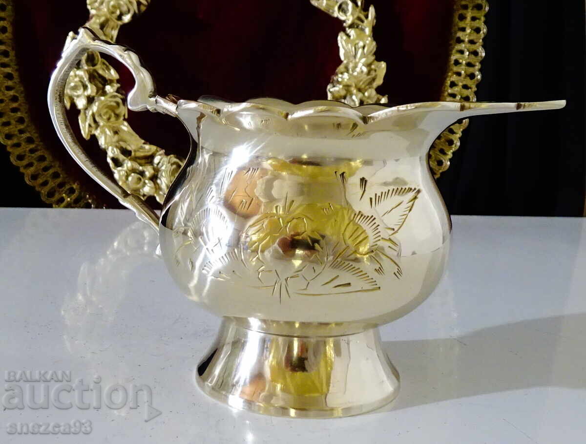 Victorian bronze jug, pitcher, engraved