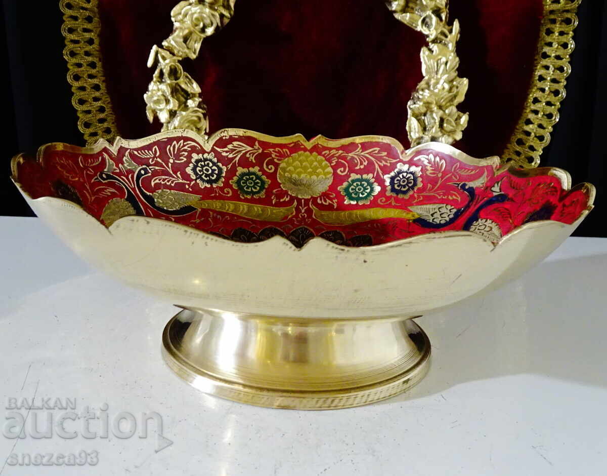 Raised bronze fruit bowl, peacock, cloisonné enamel with price 75.00 BGN | € 38.35 Raised bronze fruit bowl, peacock, cloisonné enamel with price 75.00 BGN | € 38.35