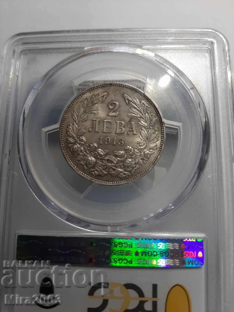Auction  2 Leva 1913 MS62 PCGS