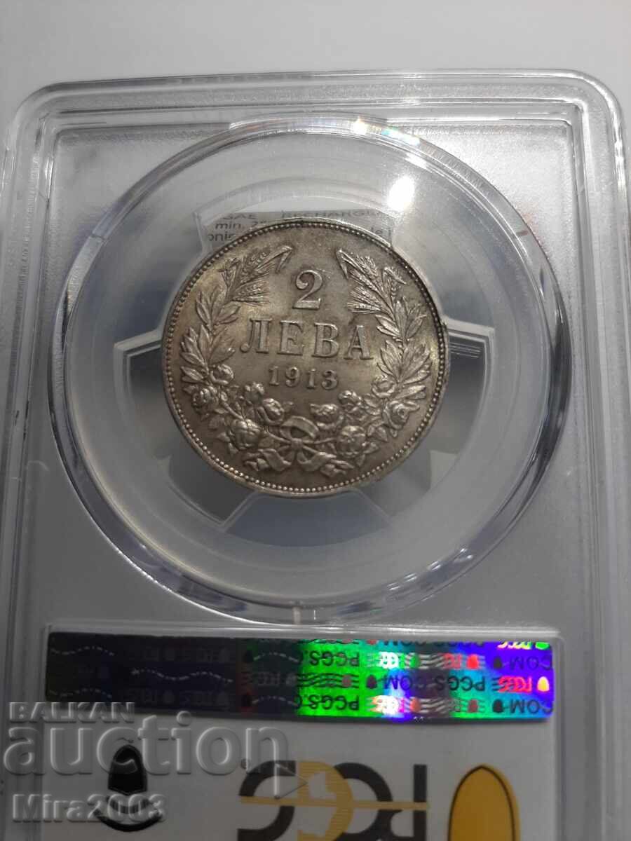 2 Leva 1913 MS62 PCGS