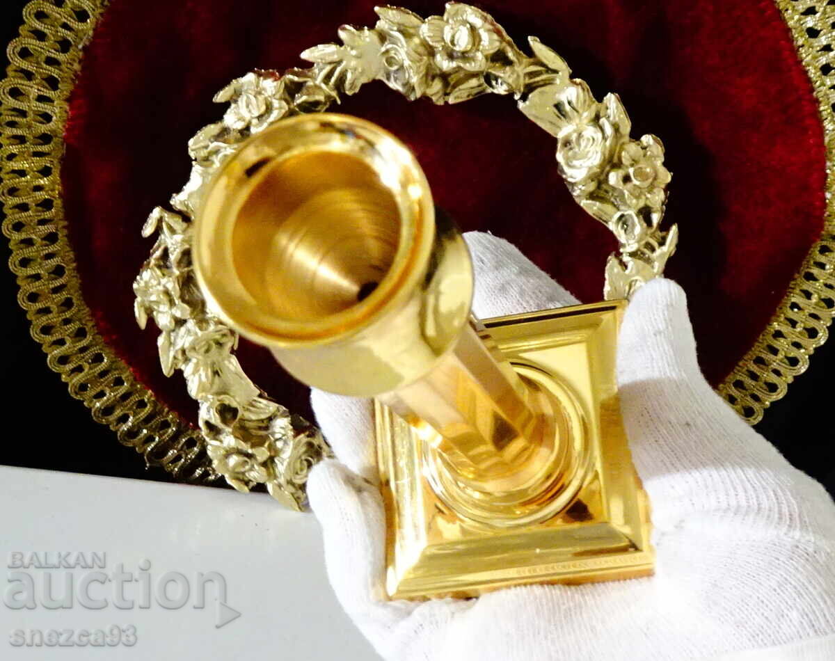 Δημοπρασία Επιχρυσωμένο μπρούτζινο κηροπήγιο 410 γρ., Art Deco