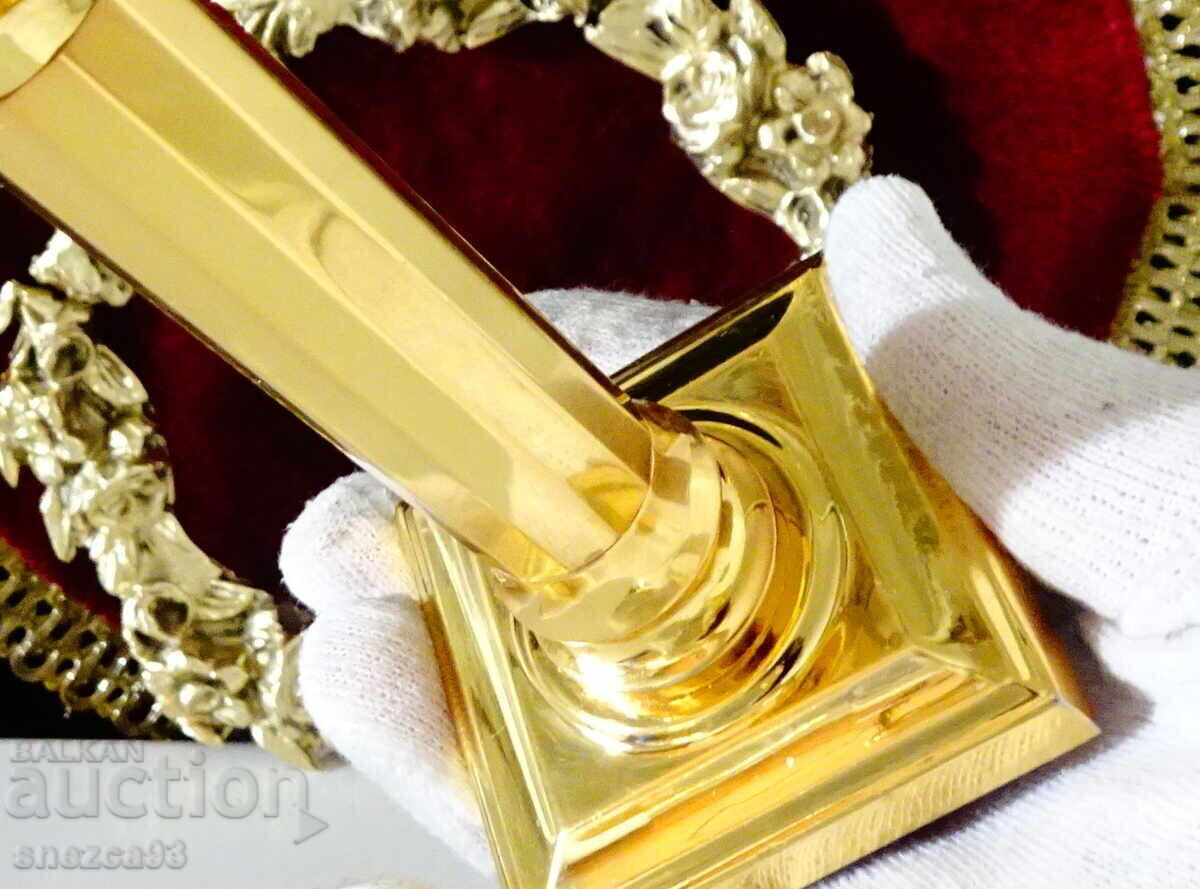 Παράδοση Επιχρυσωμένο μπρούτζινο κηροπήγιο 410 γρ., Art Deco