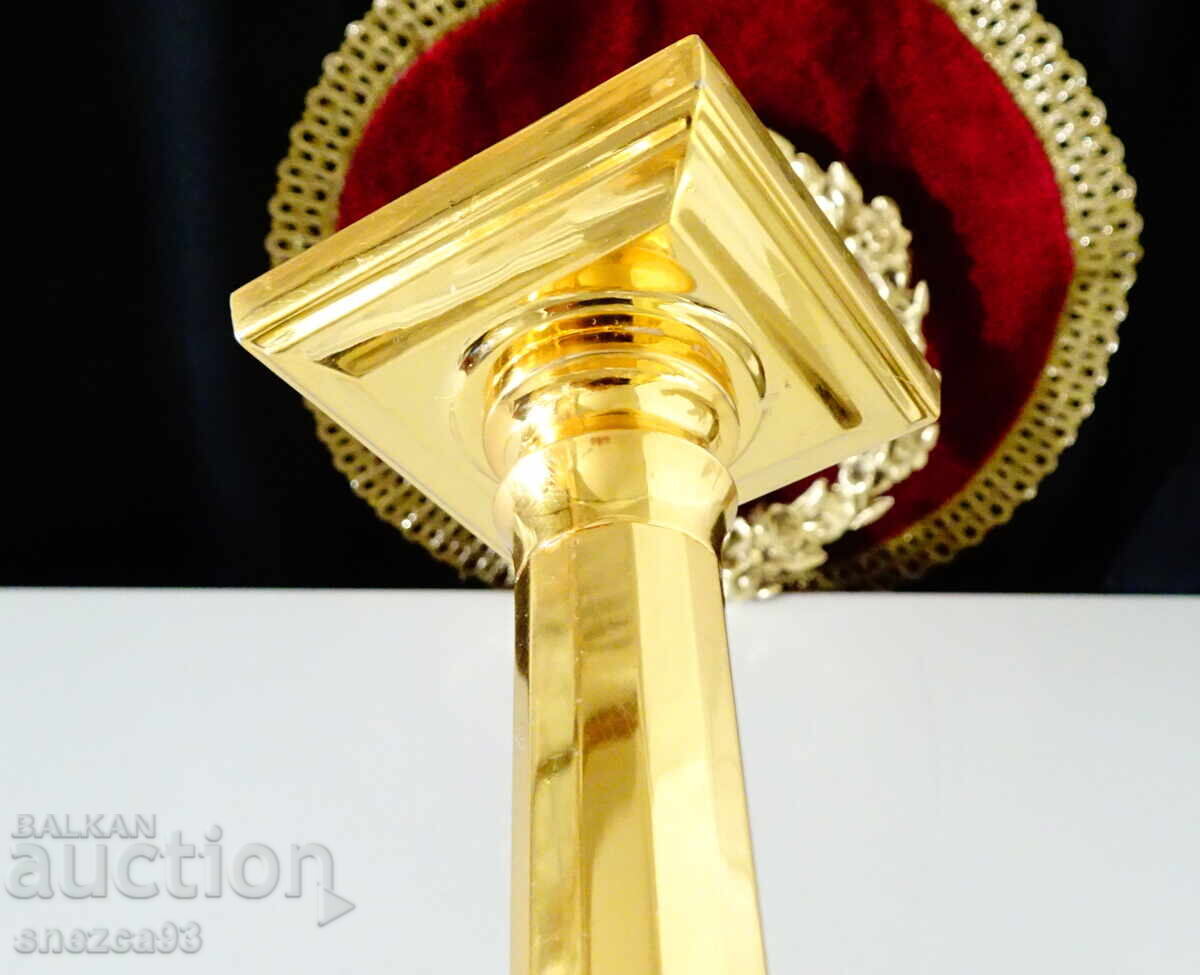 Επιχρυσωμένο μπρούτζινο κηροπήγιο 410 γρ., Art Deco - 5