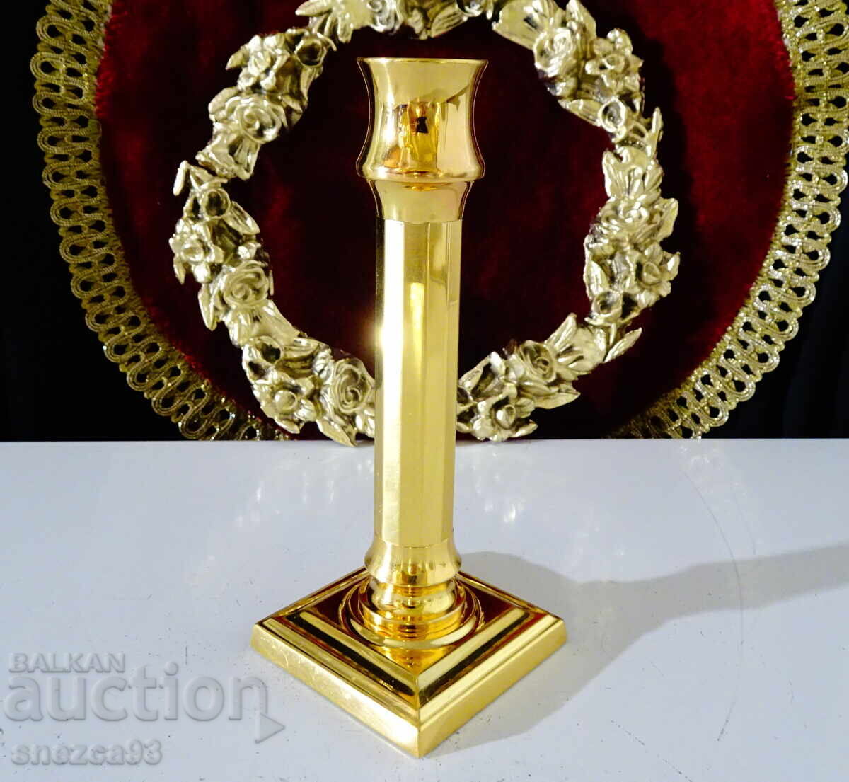 Επιχρυσωμένο μπρούτζινο κηροπήγιο 410 γρ., Art Deco