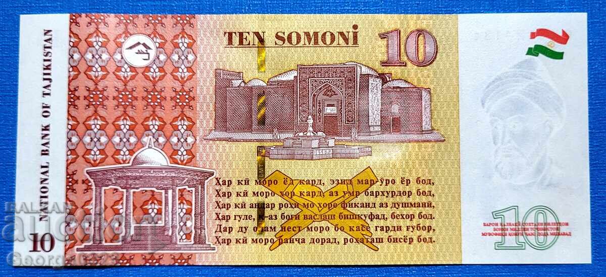 Tajikistan 2018 10 Somoni UNC New with price 11.99 BGN | € 6.13