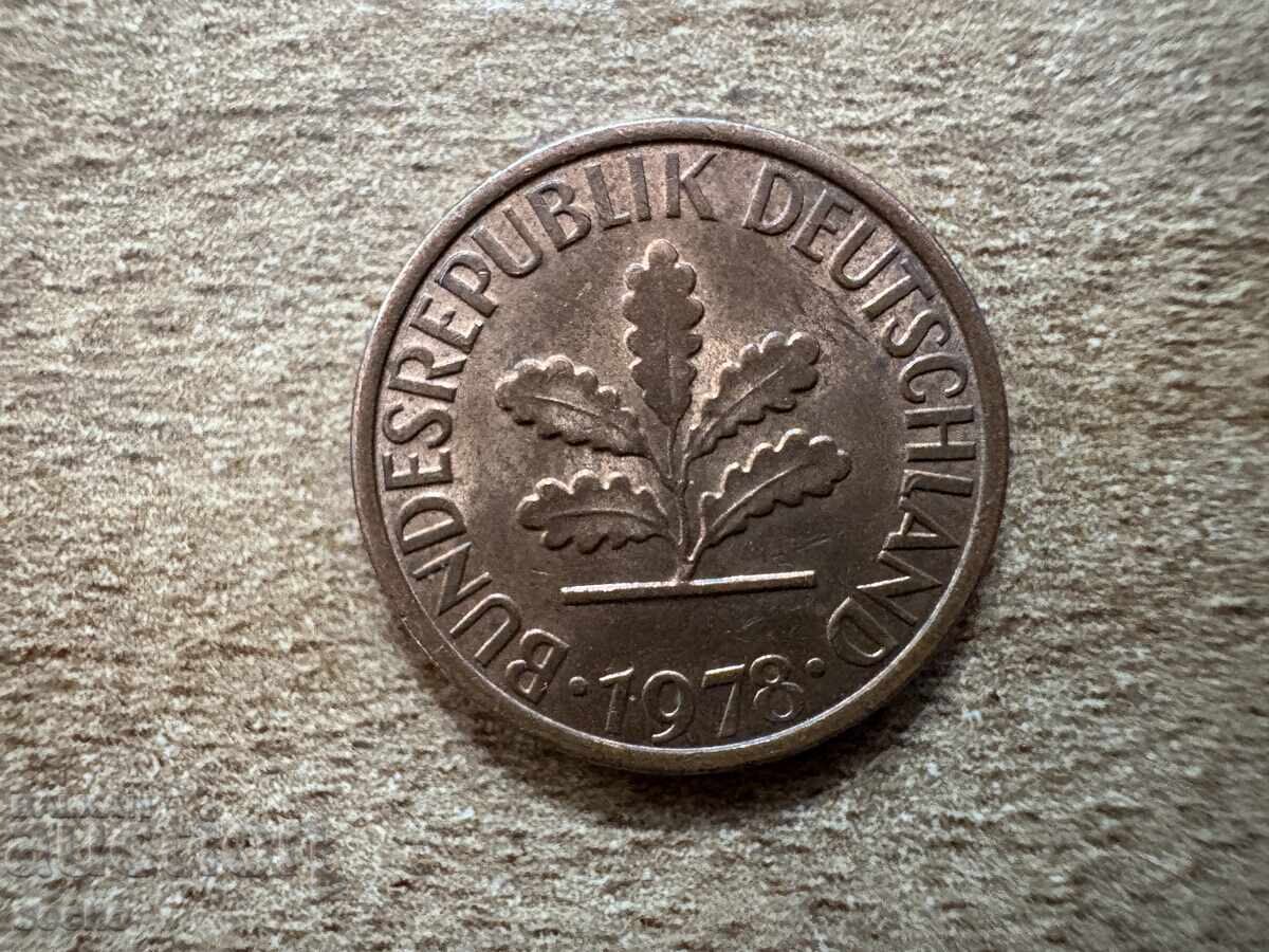 Γερμανία - 1 πφένιχ (1978) - D με τιμή 0.15 BGN | € 0.08