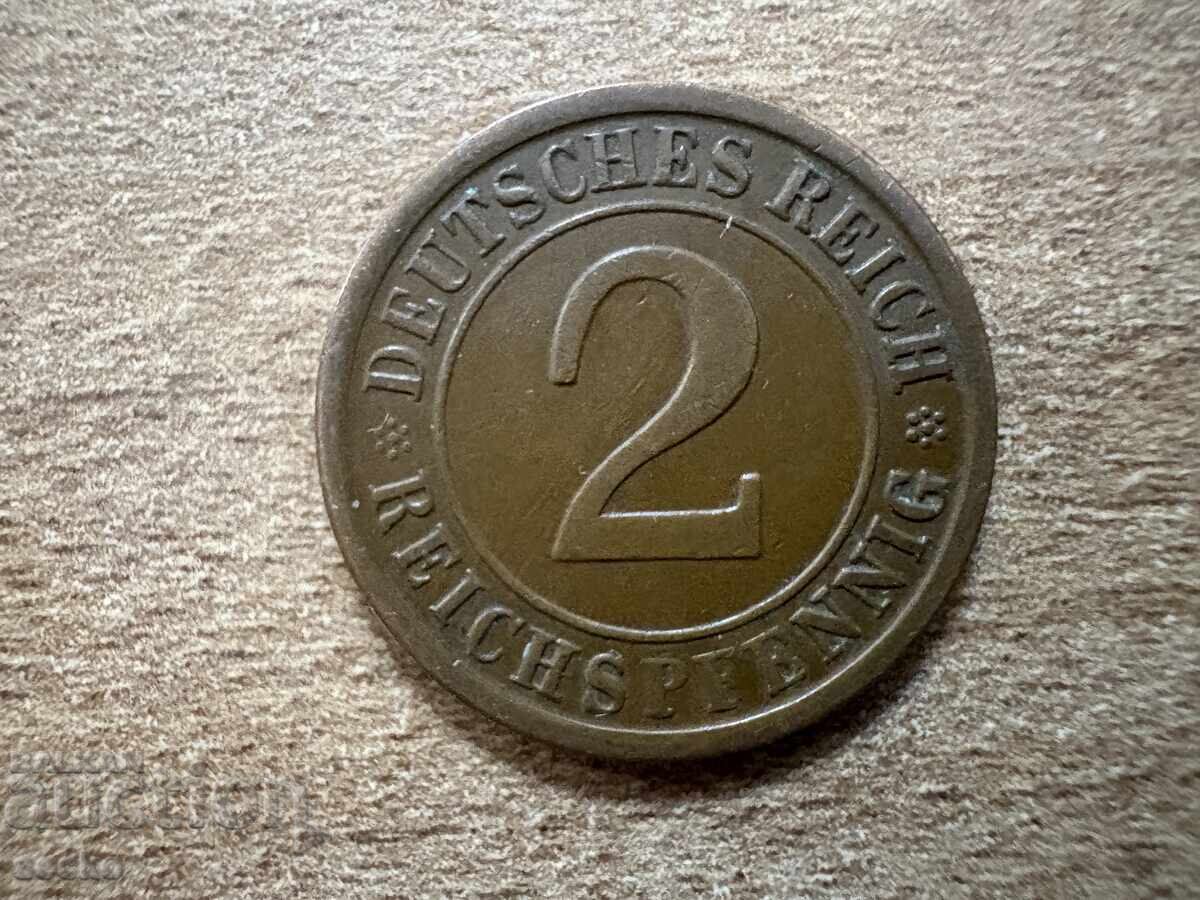 Germany - 2 Reichspfennig (1925) - A Germany - 2 Reichspfennig (1925) - A