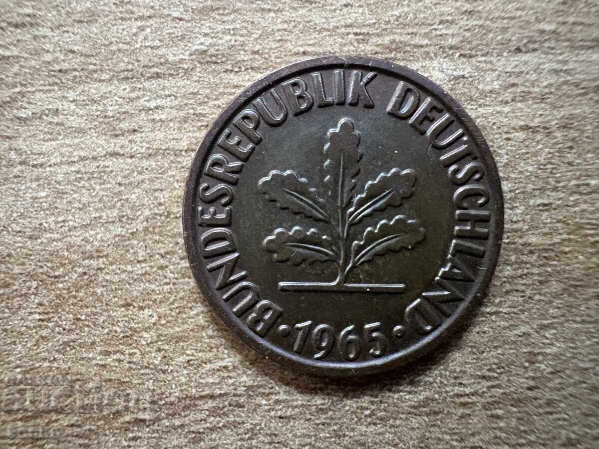 Германия - 2 пфенига (1965) - D с цена 0.20 лв. | € 0.10 Германия - 2 пфенига (1965) - D с цена 0.20 лв. | € 0.10