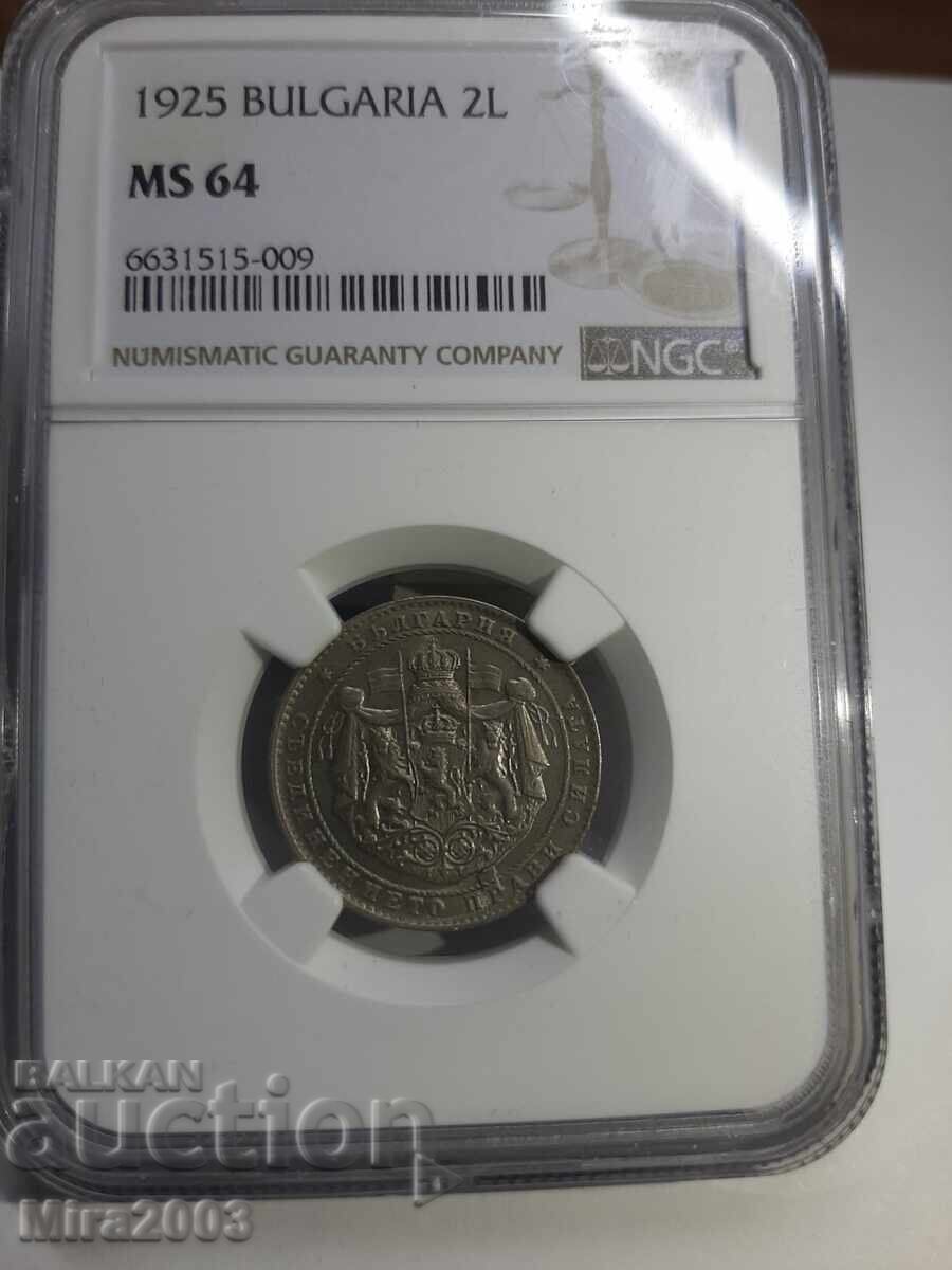 Auction  2 Leva 1925 MS64 NGC without a line