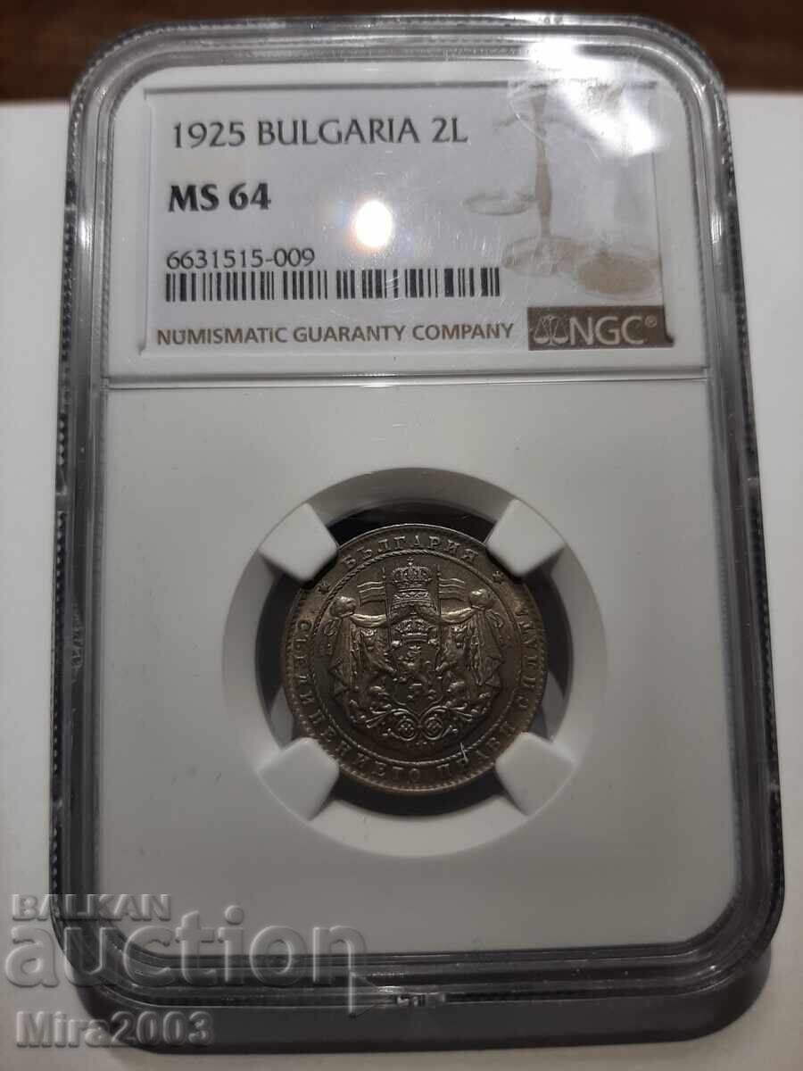2 Leva 1925 MS64 NGC without a line