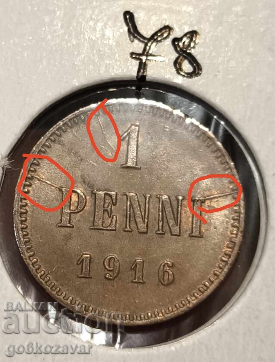 Δημοπρασία Ρωσία (για Φινλανδία) 1916 - 1 πένι Κουριόζ Σπασμένο μήτρωμα