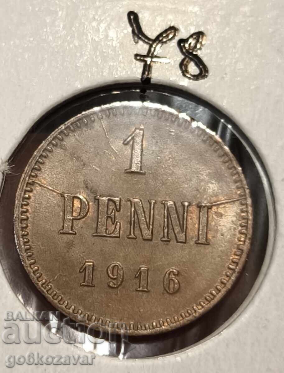 Ρωσία (για Φινλανδία) 1916 - 1 πένι Κουριόζ Σπασμένο μήτρωμα