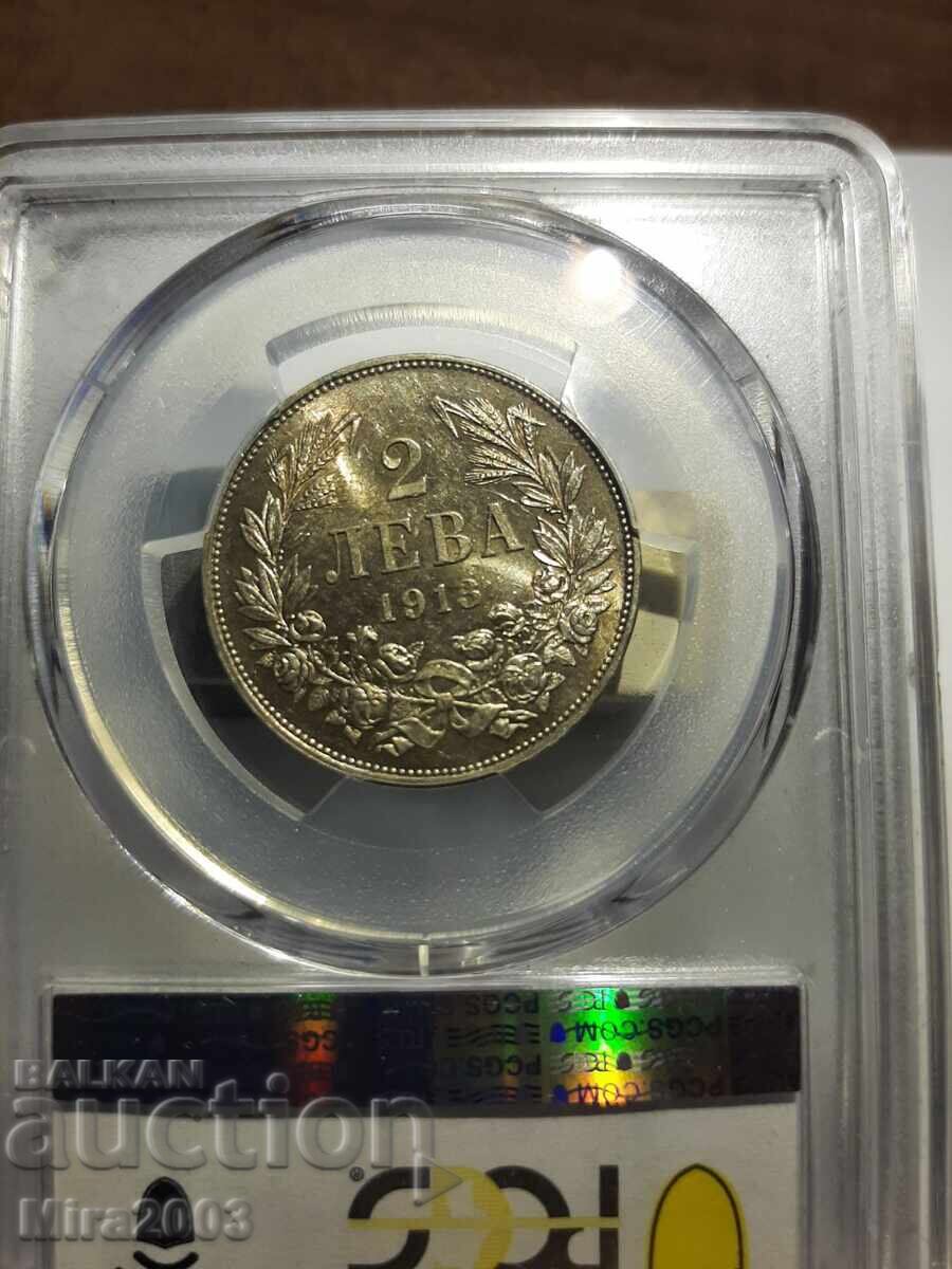 Auction  2 Leva 1913 MS61 PCGS