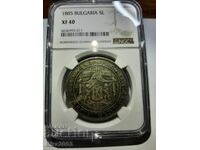 5 leva 1885 XF40 NGC