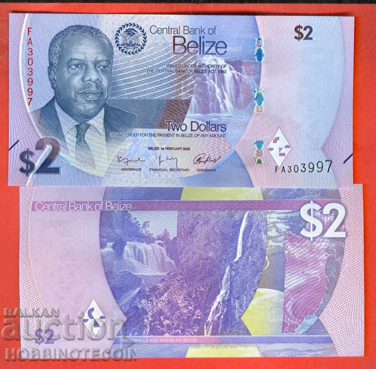 BELIZE 2 $ issue - 2025 NEW UNC