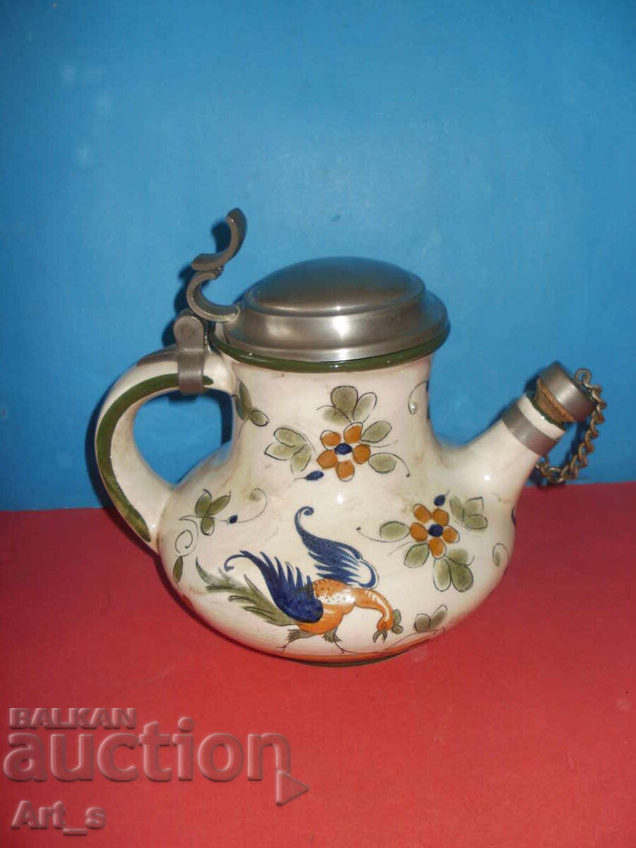 Δημοπρασία Συλλεκτική κανάτα κρασιού με καπάκι από κασσίτερο Capodimonte