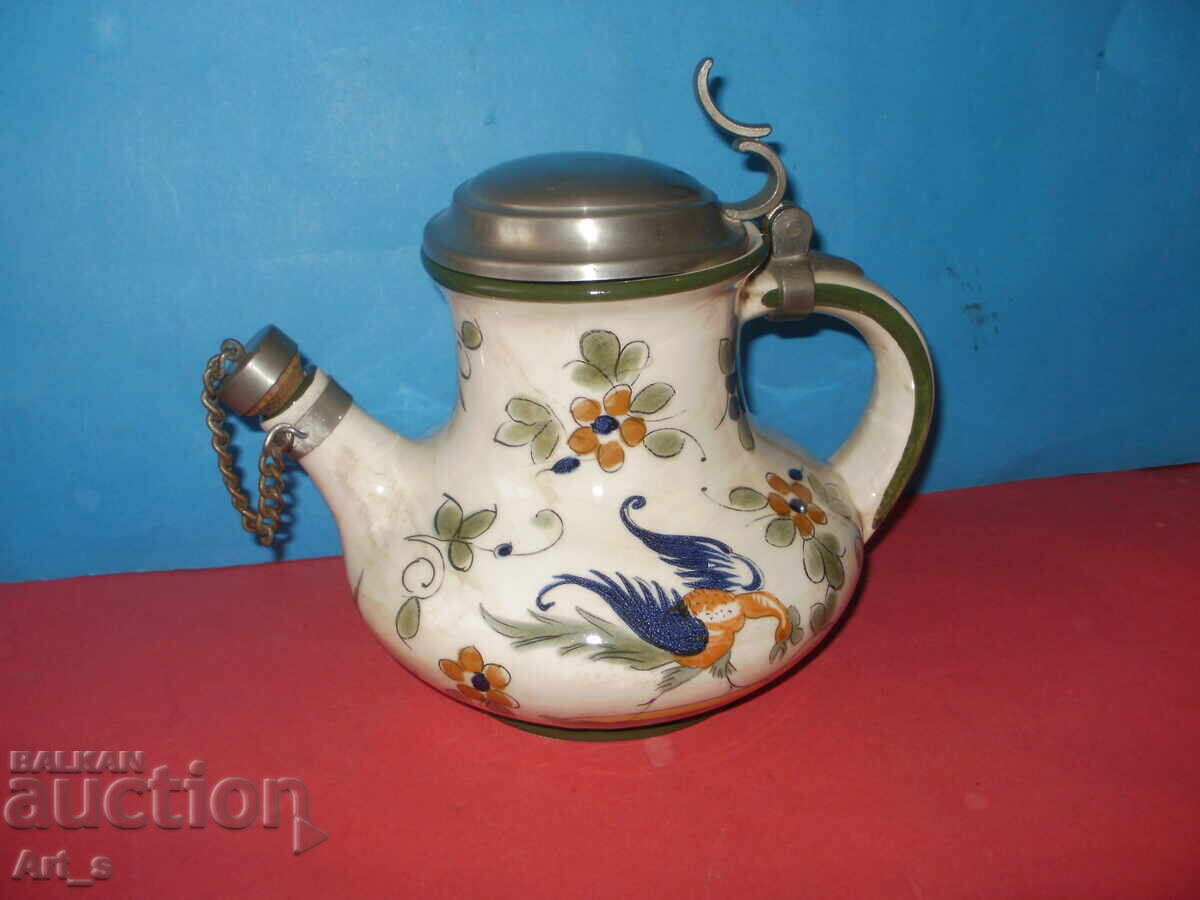 Συλλεκτική κανάτα κρασιού με καπάκι από κασσίτερο Capodimonte