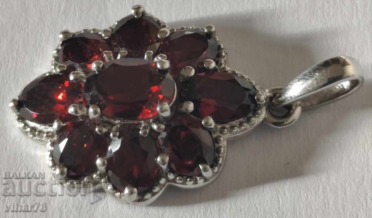 Silver pendant with garnet - 5 Silver pendant with garnet - 5