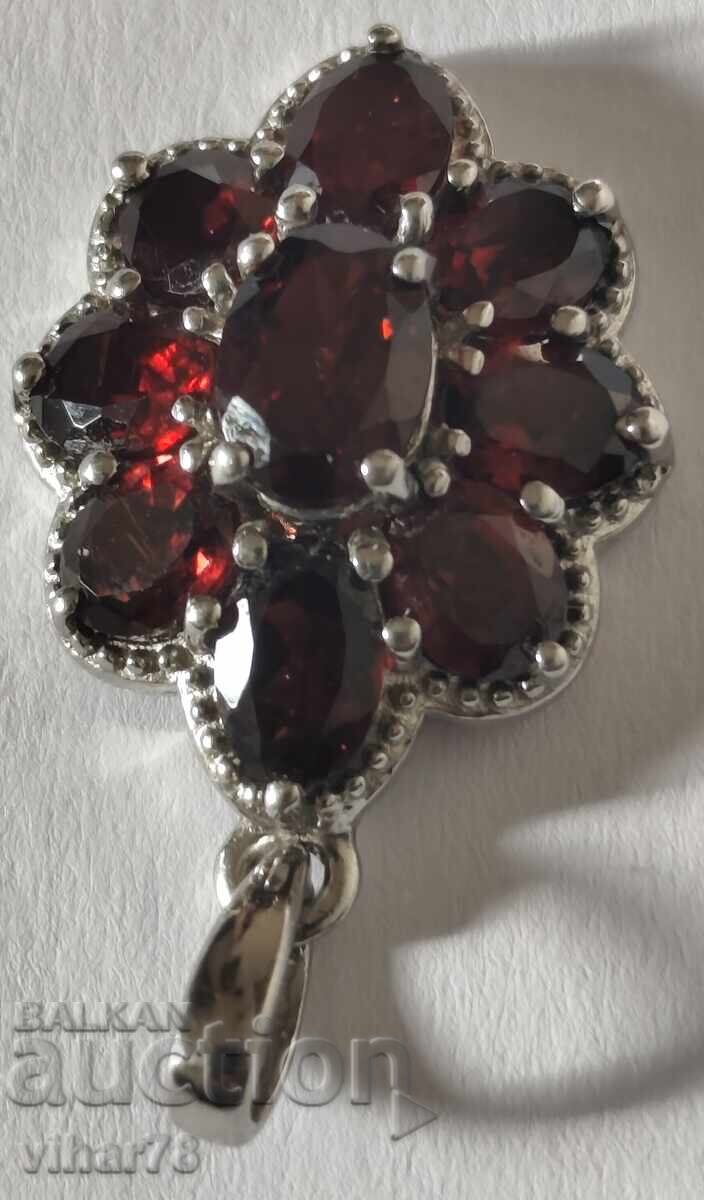 Silver pendant with garnet - 6 Silver pendant with garnet - 6