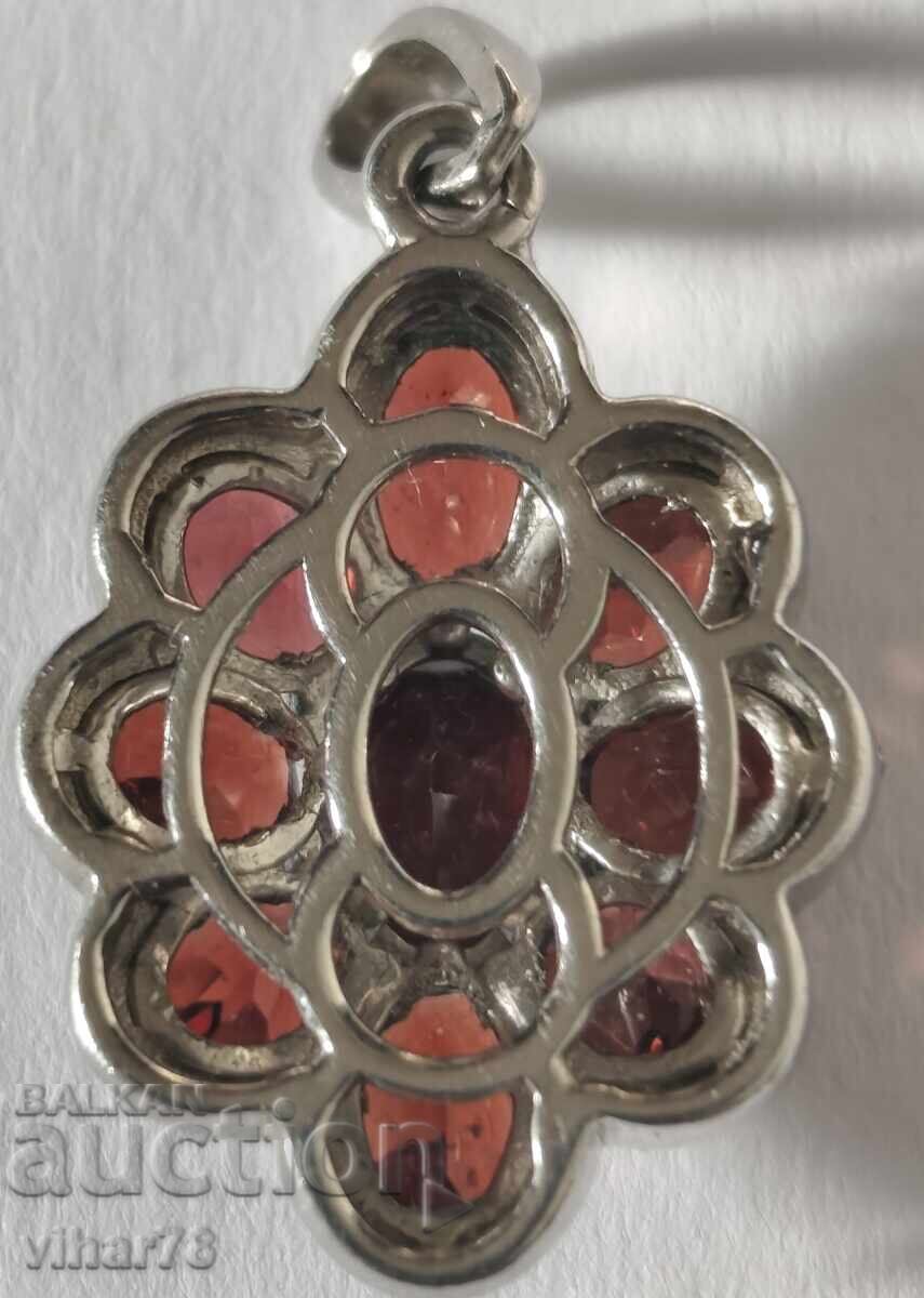 Silver pendant with garnet - 7 Silver pendant with garnet - 7