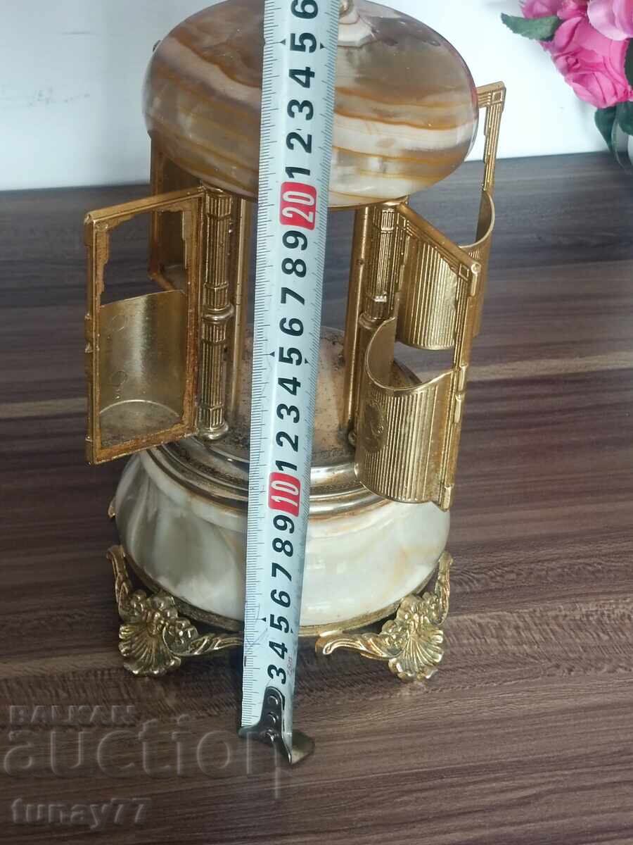 Antique Musical Original Carousel Box Onyx Brass - 5 Antique Musical Original Carousel Box Onyx Brass - 5