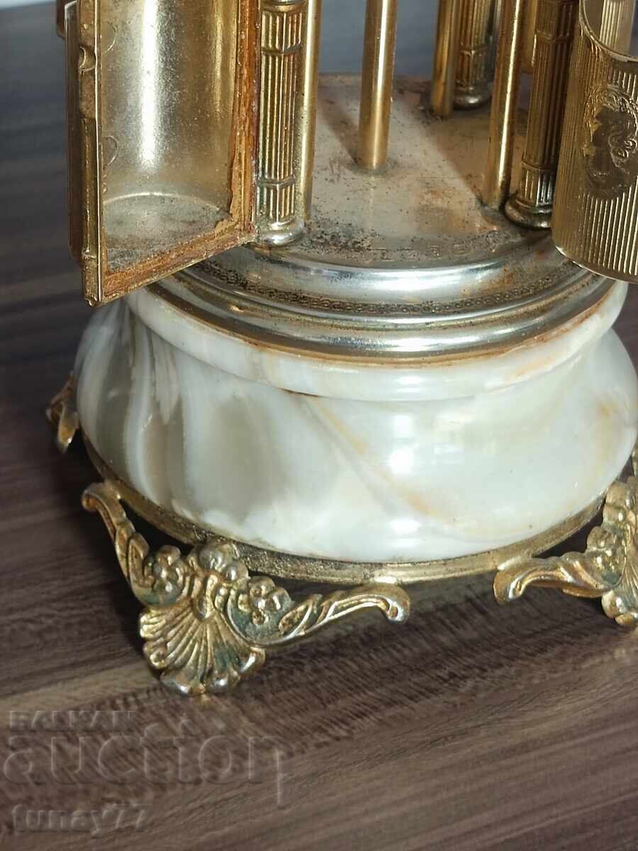 Antique Musical Original Carousel Box Onyx Brass - 6 Antique Musical Original Carousel Box Onyx Brass - 6