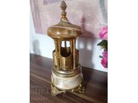 Antique Musical Original Carousel Box Onyx Brass