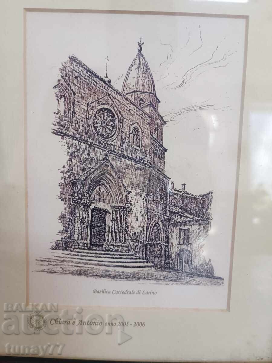 Винтиж картина графика с маркировки рамка стъкло с цена 8.00 лв. | € 4.09