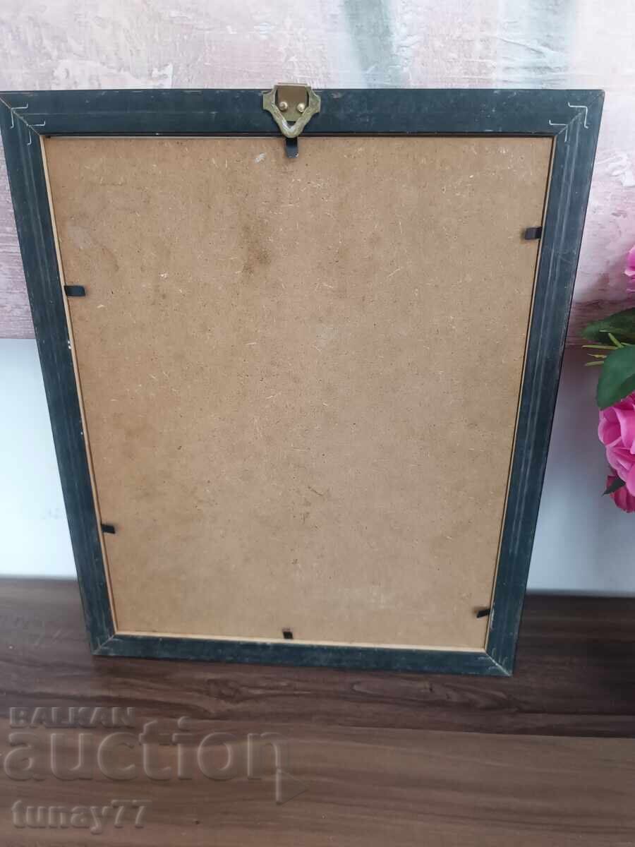 Винтиж картина графика с маркировки рамка стъкло - 5