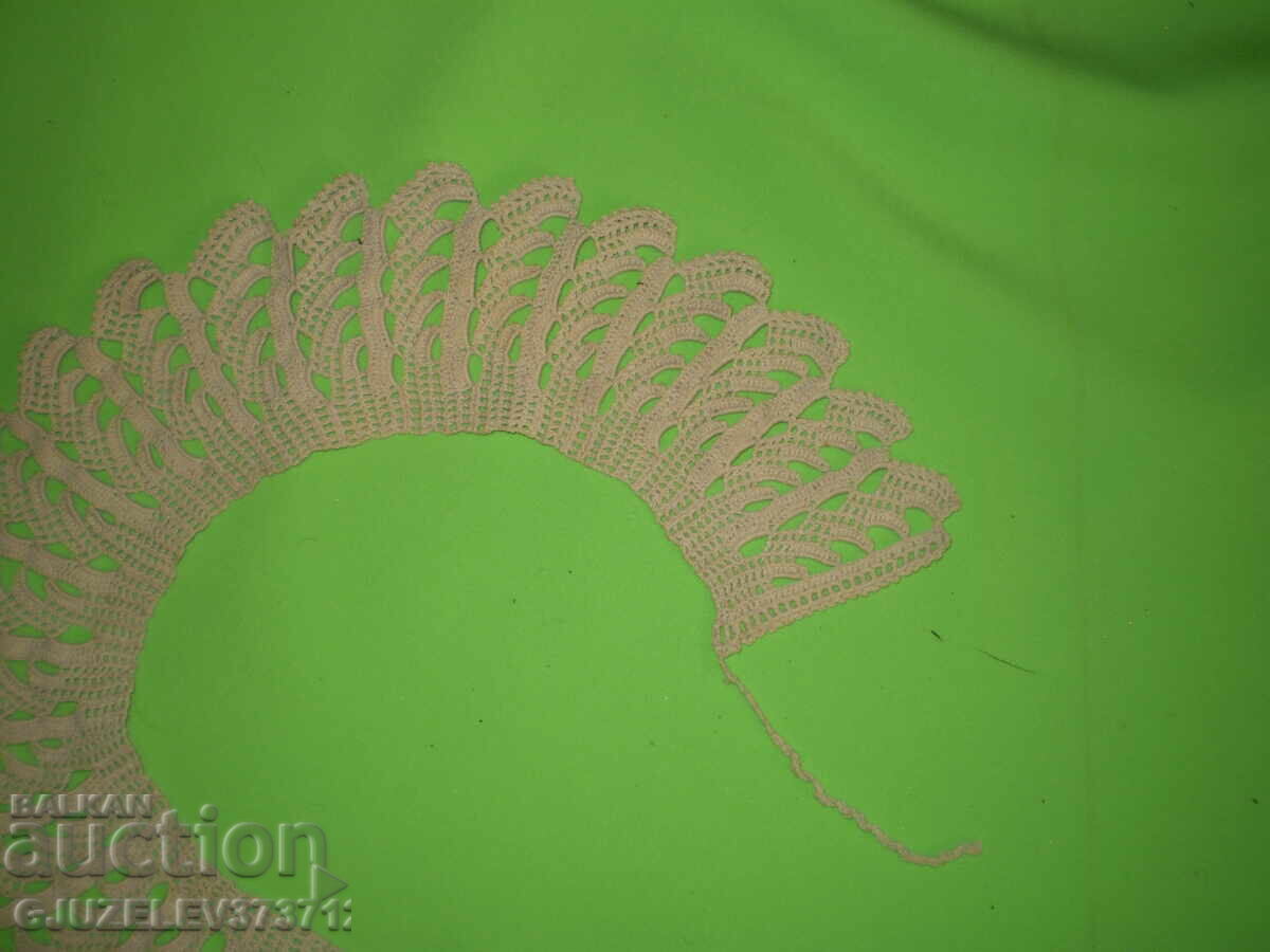 Ретро ръчно плетиво яка за рокля цвят екрю - 6