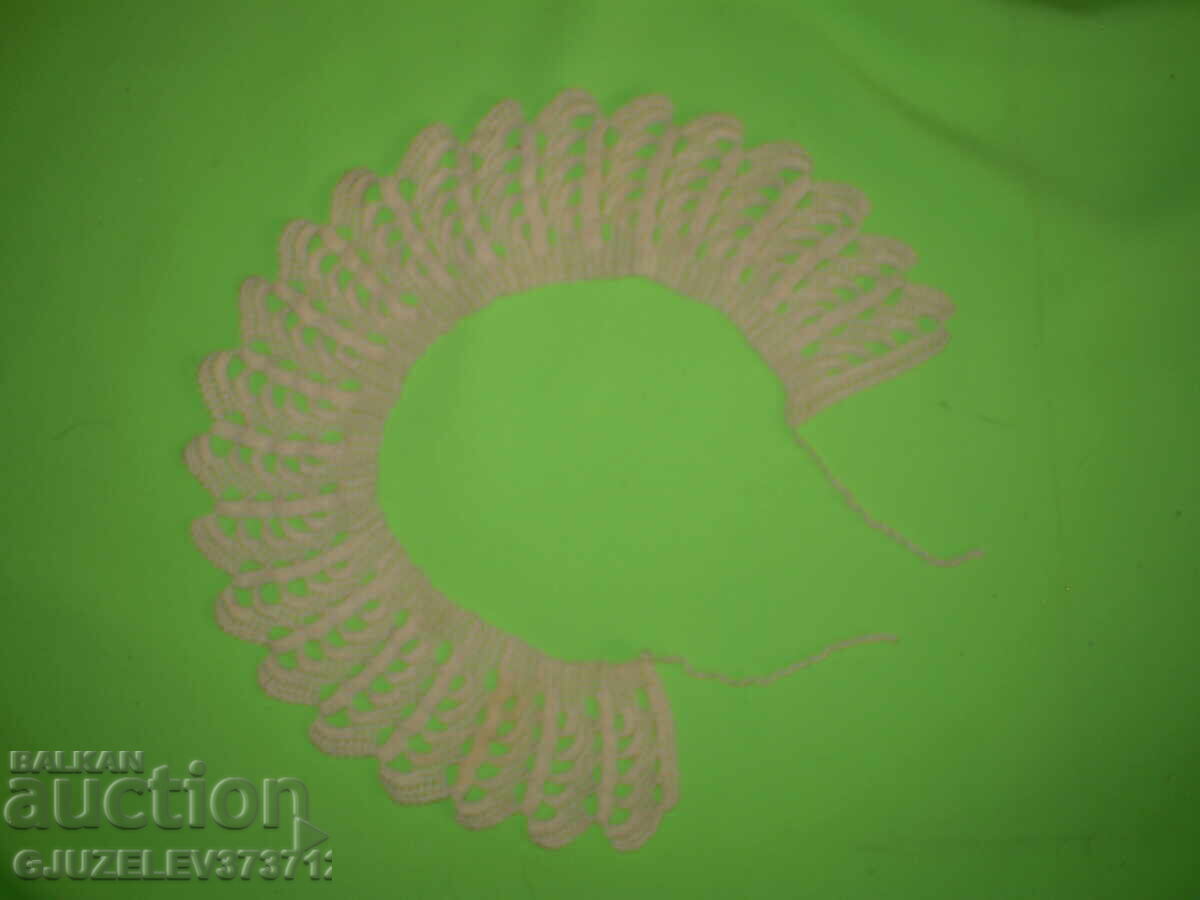 Ретро ръчно плетиво яка за рокля цвят екрю - 7