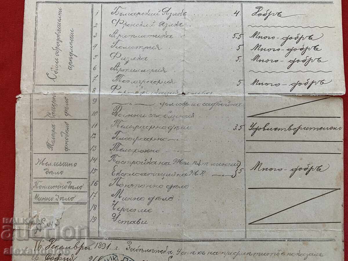 Licitație Regimentul de pionieri Ruse 1891. Certificat document vechi